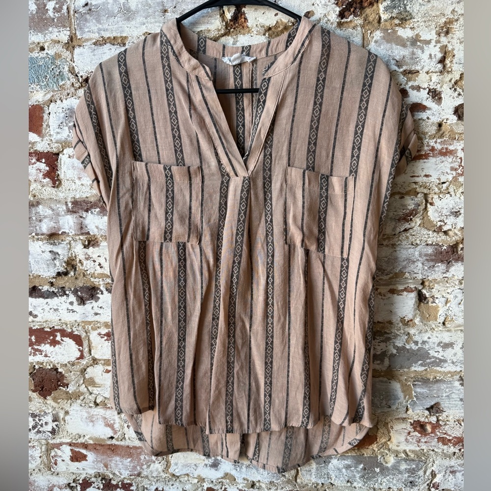 Mine Tan and Black Striped Blouse